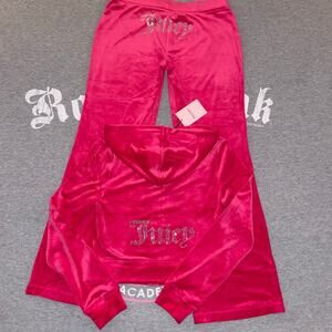 Juicy Couture Throwback Y2K OG Velvet Velour Track Suit in Vixen Pink Size Med